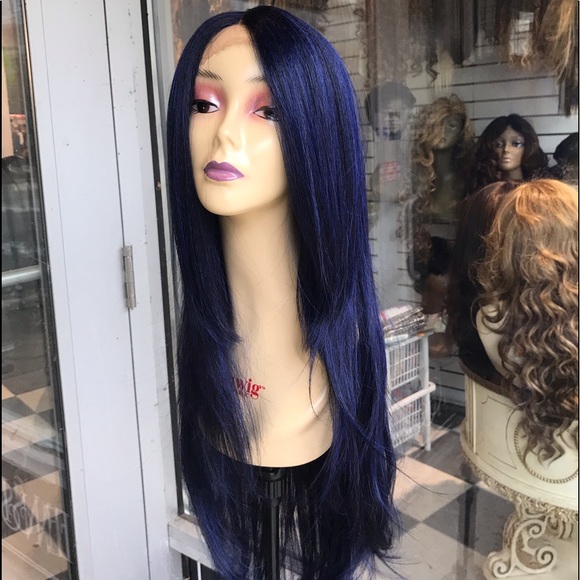 Accessories - Long blue layers wig Lacefront Layers 2019 Sale